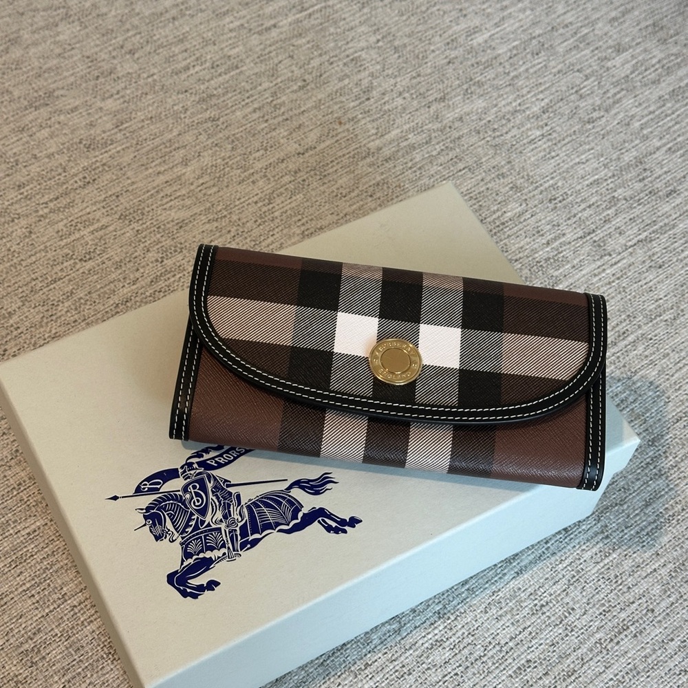 Burberry Brown and Black Checkered Wallet